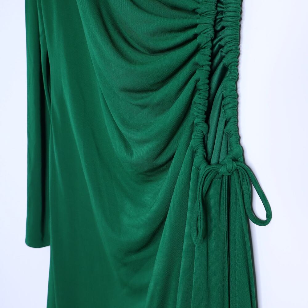 HALSTON Bay Matte Jersey Gown Jade One Shoulder Cut Out Side Women's 10 - Picture 9 of 16